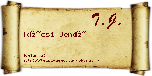 Técsi Jenő névjegykártya